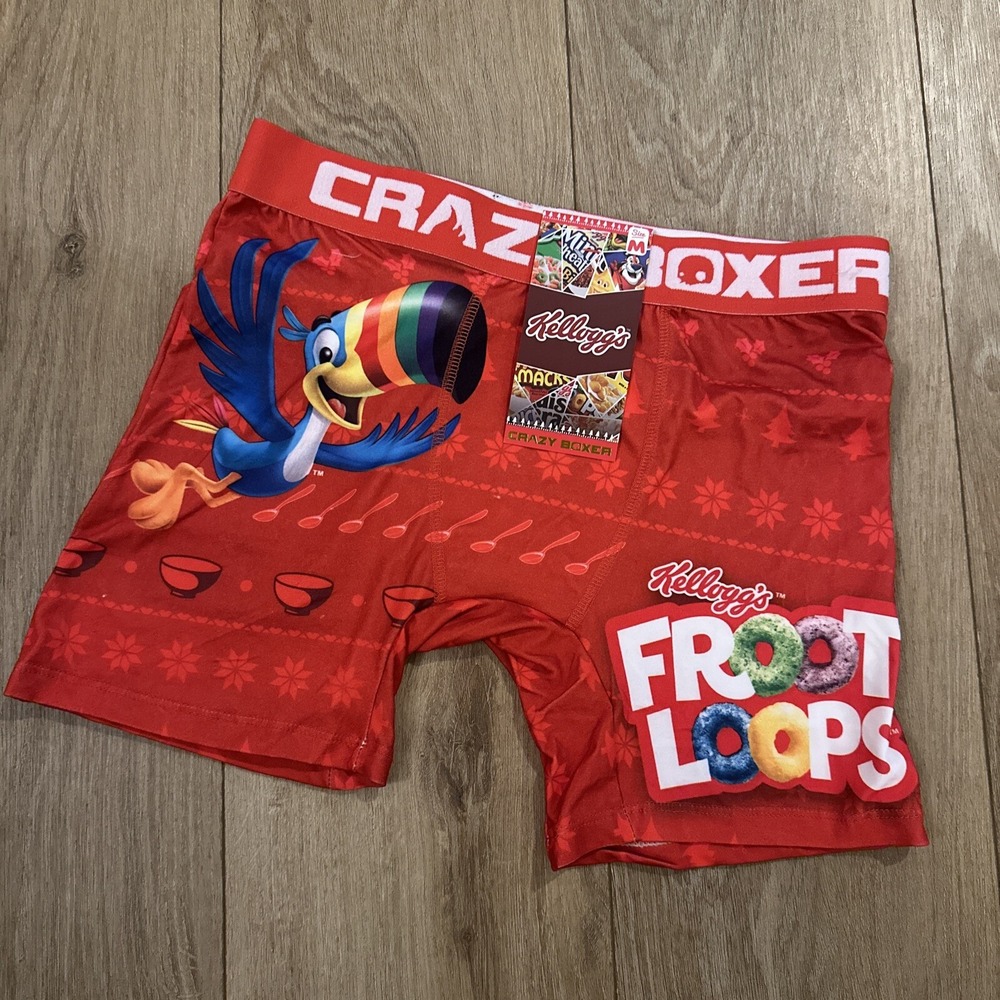 Mens CRAZY BOXER Kelloggs Fruit Loops Cereal Holiday‎ M Medium Underwear 32-34